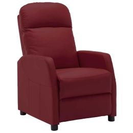 Reclining Chair Wine Red Faux Leather