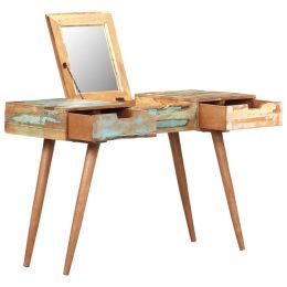 Dressing Table with Mirror 44.1"x17.7"x29.2" Solid Reclaimed Wood