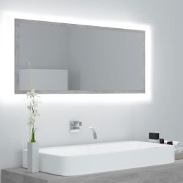 LED Bathroom Mirror Concrete Gray 39.4"x3.3"x14.6" Chipboard