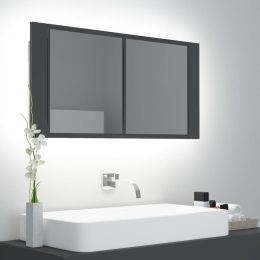 LED Bathroom Mirror Cabinet Gray 35.4"x4.7"x17.7"