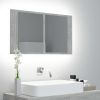 LED Bathroom Mirror Cabinet Concrete Gray 31.5"x4.7"x17.7"