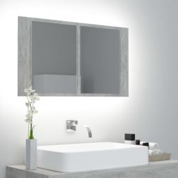 LED Bathroom Mirror Cabinet Concrete Gray 31.5"x4.7"x17.7"