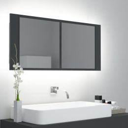 LED Bathroom Mirror Cabinet Gray 39.4"x4.7"x17.7"