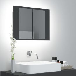 LED Bathroom Mirror Cabinet Gray 23.6"x4.7"x17.7"