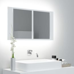 LED Bathroom Mirror Cabinet White 31.5"x4.7"x17.7"