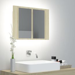 LED Bathroom Mirror Cabinet Sonoma Oak 23.6"x4.7"x17.7"