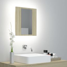 LED Bathroom Mirror Cabinet Sonoma Oak 15.7"x4.7"x17.7"