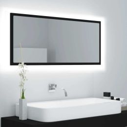 LED Bathroom Mirror Black 39.4"x3.3"x14.6" Chipboard