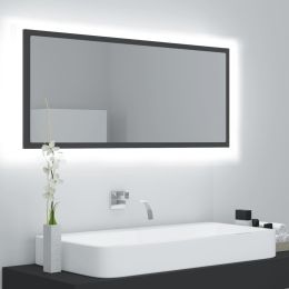 LED Bathroom Mirror Gray 39.4"x3.3"x14.6" Chipboard