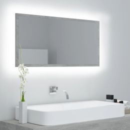 LED Bathroom Mirror Concrete Gray 35.4"x3.3"x14.6" Chipboard