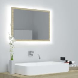 LED Bathroom Mirror Sonoma Oak 23.6"x3.3"x14.6" Chipboard