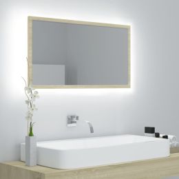 LED Bathroom Mirror Sonoma Oak 31.5"x3.3"x14.6" Chipboard