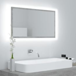 LED Bathroom Mirror Concrete Gray 31.5"x3.3"x14.6" Chipboard