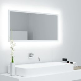 LED Bathroom Mirror White 35.4"x3.3"x14.6" Chipboard