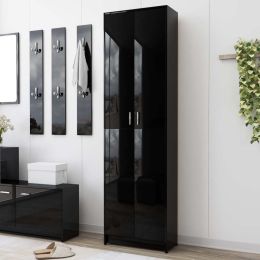 Hallway Wardrobe High Gloss Black 21.7"x9.8"x74.4" Chipboard