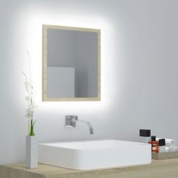 LED Bathroom Mirror Sonoma Oak 15.7"x3.3"x14.6" Chipboard