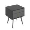 Modern Nightstand with 2 Drawers, Suitable for Bedroom/Living Room/Side Table (Dark Grey)