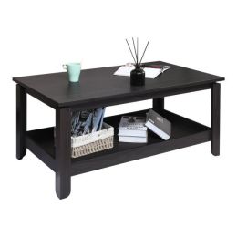 Wood Coffee Table with Shelf for Living Room, Bedroom, Home Office, Centre Table Open Storage Shelf XH