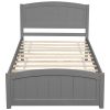 Wood Platform Bed with Headboard,Footboard and Wood Slat Support, Gray