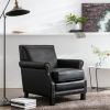 Living Traditional Upholstered PU Leather Club Chair with Nailhead Trim, Black