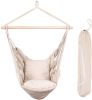 Hammocks Hanging Rope Hammock Chair Swing Seat with Two Seat Cushions and Carrying Bag, Weight Capacity 300 Lbs, Natural