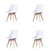 EDLMH Set of 4, ABS PP Nordic Dining Chair with Beech Wood Legs for Dining Room, Living Room, Office, Bedroom, White  YJ