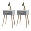 Set of 2 Nightstand, Wooden Bedside Table, End Table for Living Room, Bedroom and Office