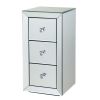 Mirrored Nightstand, Bedside Table with 3 Drawers, End Table for Bedroom and Living Room, Silver XH