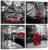 Red Bus Canvas Prints Wall Art for Bedroom Decor,Cityscape Street View Pictures Modern Framed Artwork for Bathroom Living Room Decorations