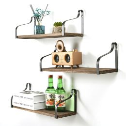 3PCS Rustic Wood Wall Storage Shelves Floating Shelves  for Bedroom Living Room Bathroom Kitchen Office XH