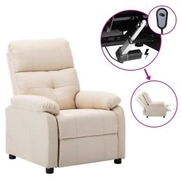 Electric Recliner Chair Cream Fabric