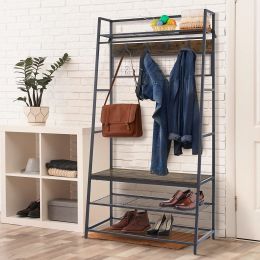 Good & Gracious Coat Rack Entryway Organizer/ Hall Tree with Bench, Shoe Storage and Multiple Coat Hooks