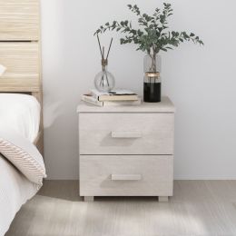 Bedside Cabinet White 15.7"x13.8"x17.5" Solid Pinewood