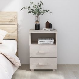 Bedside Cabinet White 15.7"x13.8"x24.4" Solid Wood Pine