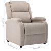 Electric TV Recliner Chair Cream Fabric