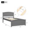 Wood Platform Bed with Headboard,Footboard and Wood Slat Support, Gray