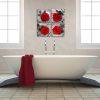 Canvas Wall Art Red Rose Flower Painting, Canvas Prints Wall Artwork Pictures for Bedroom Bathroom Wall Home Decorations-4 Panels