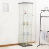 Glass Cabinet b Glass Display Cabinet 4 Shelves with Door, Floor Standing Curio Bookshelf for Living Room Bedroom Office, 64 inches x 17 inches x 14.5