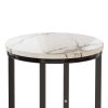 Set of 2 Round End Side Table with Faux Marble Top and Metal Frame for Living Room Bedroom Balcony Small Space Modern Home Decor