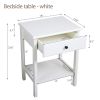 Wood Nightstand Set of 2, Modern Bedside Table with Drawer and Shelf, 3-Tier Sofa Side Table End Table, Living Room Bedroom Furniture, White