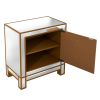 Modern Mirrored Nightstand with 2 Storage Cabinets for Living Room/Bedroom,Crystal Knobs