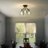 3-Light Semi Flush Mount Ceiling Light with Vintage Clear Glass Pendant