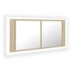 LED Bathroom Mirror Cabinet Sonoma Oak 39.4"x4.7"x17.7"