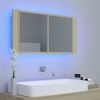 LED Bathroom Mirror Cabinet Sonoma Oak 35.4"x4.7"x17.7"