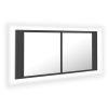 LED Bathroom Mirror Cabinet Gray 39.4"x4.7"x17.7"