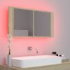 LED Bathroom Mirror Cabinet Sonoma Oak 35.4"x4.7"x17.7"