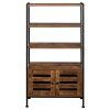 Bookshelf, Storage Cabinet with 3 Shelves and 2 Doors, Industrial Bookcase in Living Room, Study, Bedroom, Multifunctional, Rustic XH