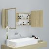 LED Bathroom Mirror Cabinet Sonoma Oak 39.4"x4.7"x17.7"