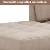 [VIDEO provided]64" Deep Tufted Upholstered Textured Fabric Chaise Lounge,Toss Pillow included,Living room Bedroom Use,Warm Grey