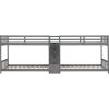 Twin over Twin Double Parallel Bunk Beds with Storage Staircase in the Middle and Full Length Guardrails, Gray